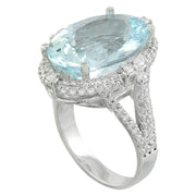11.45 Carat Aquamarine 14K white Gold Diamond ring - Fashion Strada