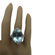 11.45 Carat Aquamarine 14K white Gold Diamond ring - Fashion Strada