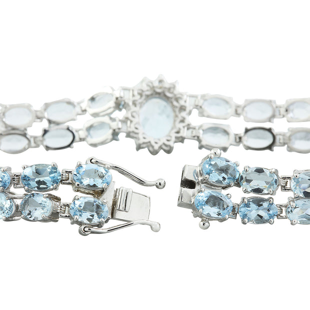 20.15 Carat Aquamarine 14K White Gold Diamond Bracelet - Fashion Strada