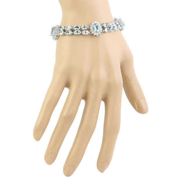 20.15 Carat Aquamarine 14K White Gold Diamond Bracelet - Fashion Strada