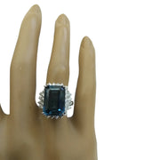 9.78 Carat Topaz 14K White Gold Diamond Ring - Fashion Strada