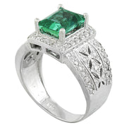 3.06 Carat Emerald 14K White Gold Diamond Ring - Fashion Strada