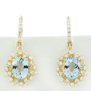 8.07 Carat Aquamarine 14K Yellow Gold Diamond Earrings - Fashion Strada