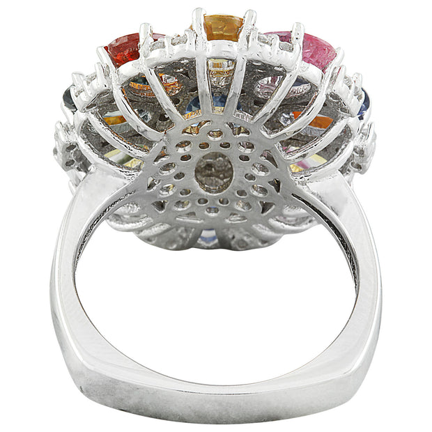 8.09 Carat Sapphire 14K White Gold Diamond Ring - Fashion Strada