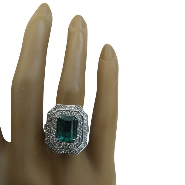 3.21 Carat Emerald 14K White Gold Diamond Ring - Fashion Strada