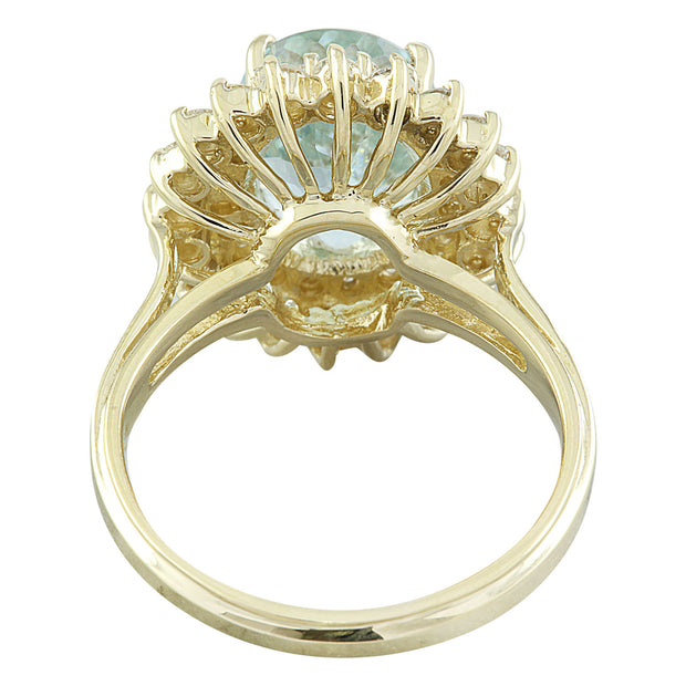 6.10 Carat Aquamarine 14K Yellow Gold Diamond Ring - Fashion Strada