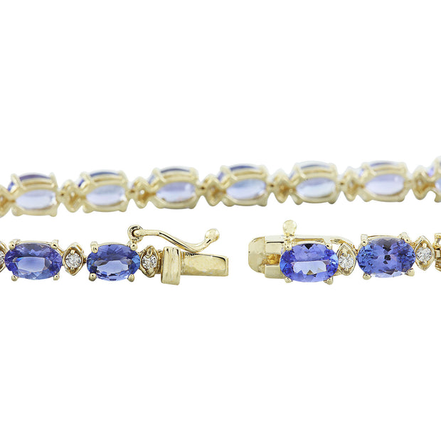 13.45 Carat Tanzanite 14K Yellow Gold Diamond Bracelet - Fashion Strada