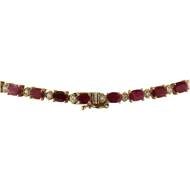 43.35 Carat Ruby 14K Yellow Gold Diamond Necklace - Fashion Strada