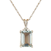 3.43 Carat Aquamarine 14K White Gold Diamond Necklace - Fashion Strada