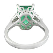 3.55 Carat Emerald 14K White Gold Diamond Ring - Fashion Strada