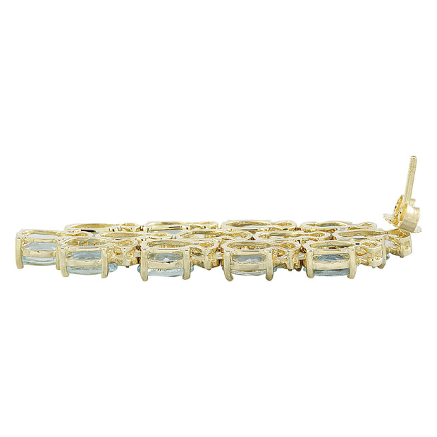 9.90 Carat Aquamarine 14K Yellow Gold Diamond Earrings - Fashion Strada