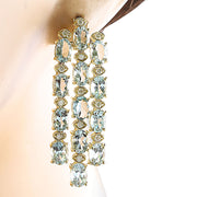 9.90 Carat Aquamarine 14K Yellow Gold Diamond Earrings - Fashion Strada
