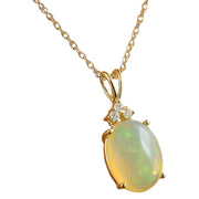 3.86 Carat Opal 14K Yellow Gold Diamond Necklace - Fashion Strada