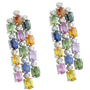 16.70 Carat sapphire 14K White Gold Diamond Earrings - Fashion Strada