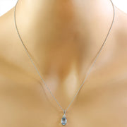 1.51 Carat Aquamarine 14K White Gold Diamond Necklace - Fashion Strada
