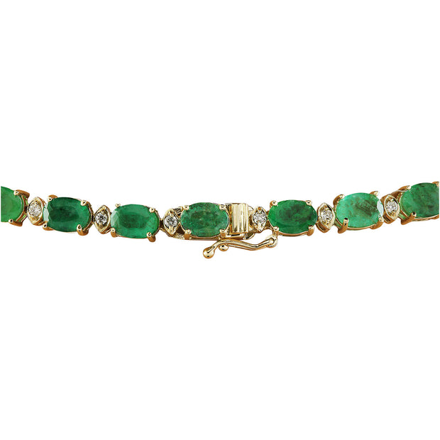 34.65 Carat Emerald 14K Yellow Gold Diamond Necklace - Fashion Strada