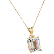5.17 Carat Aquamarine 14k Yellow Gold Diamond Necklace - Fashion Strada