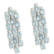 9.95 Carat Aquamarine 14K White Gold Diamond Earrings - Fashion Strada