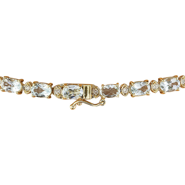 37.30 Carat Aquamarine 14K Yellow Gold Diamond Necklace - Fashion Strada