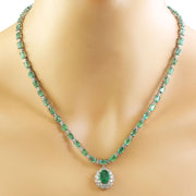 27.16 Carat Emerald 14K Yellow Gold Diamond Necklace - Fashion Strada