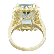 8.75 Carat Aquamarine 14K Yellow Gold Diamond Ring - Fashion Strada