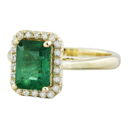 2.30 Carat Emerald 14K Yellow Gold Diamond Ring - Fashion Strada