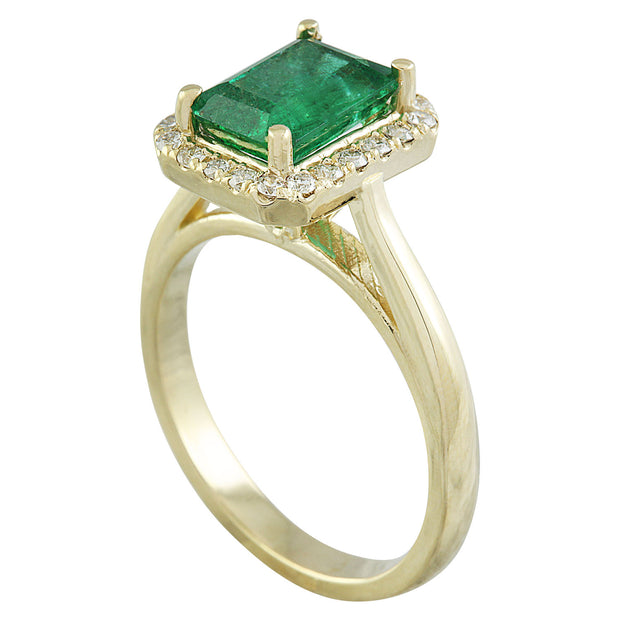 2.30 Carat Emerald 14K Yellow Gold Diamond Ring - Fashion Strada