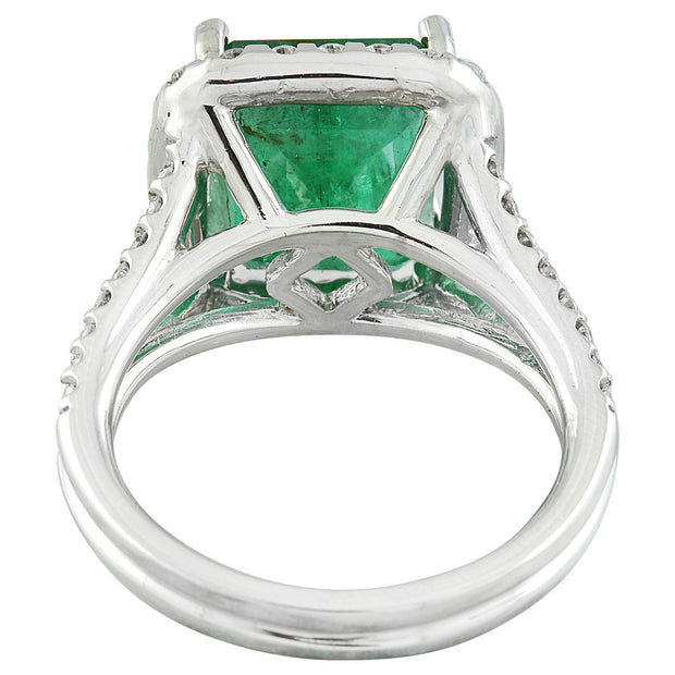 5.40 Carat Emerald 14K White Gold Diamond Ring - Fashion Strada