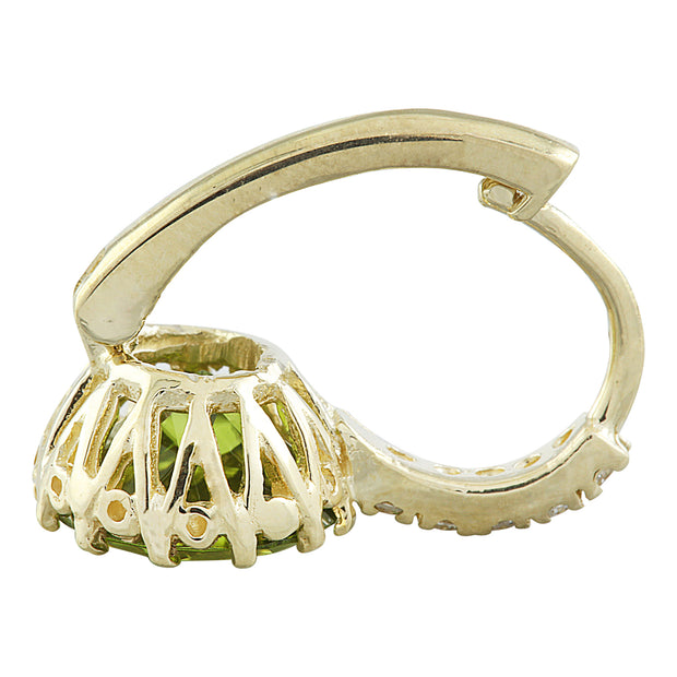 5.15 Carat Peridot 14K yellow Gold Diamond Earrings - Fashion Strada