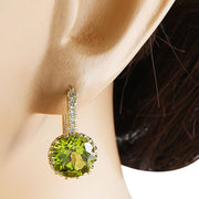 5.15 Carat Peridot 14K yellow Gold Diamond Earrings - Fashion Strada