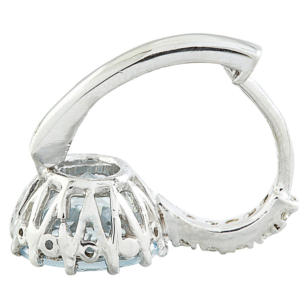 5.10 Carat Aquamarine 14K White Gold Diamond Earrings - Fashion Strada