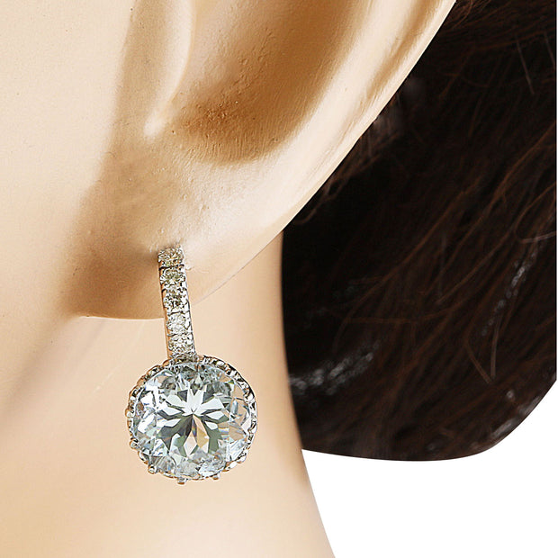 5.10 Carat Aquamarine 14K White Gold Diamond Earrings - Fashion Strada