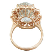 8.16 Carat Aquamarine 14K Rose Gold Diamond Ring - Fashion Strada