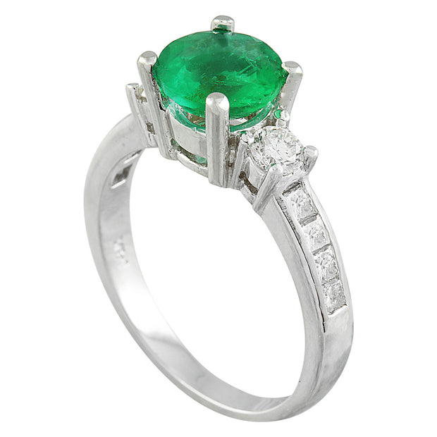 1.98 Carat Emerald 14K White Gold Diamond Ring - Fashion Strada