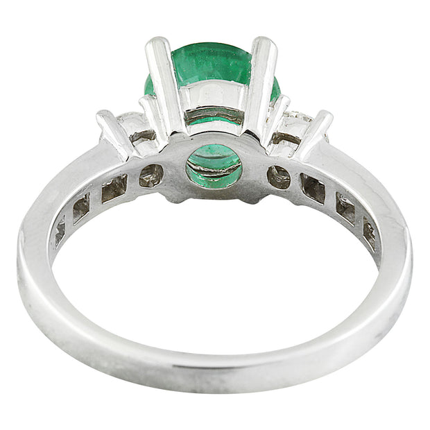 1.98 Carat Emerald 14K White Gold Diamond Ring - Fashion Strada