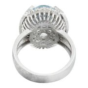 6.32 Carat Aquamarine 14K White Gold Diamond Ring - Fashion Strada