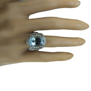6.32 Carat Aquamarine 14K White Gold Diamond Ring - Fashion Strada