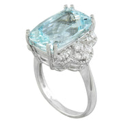 8.50 Carat Aquamarine 14K White Gold Diamond Ring - Fashion Strada