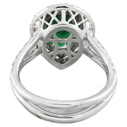 2.90 Carat Emerald 14K White Gold Diamond Ring - Fashion Strada