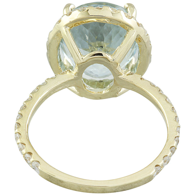 7.07 Carat Aquamarine 14k Yellow God Diamond Ring - Fashion Strada
