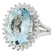 13.16 Carat Aquamarine 14K White Gold Diamond Ring - Fashion Strada