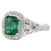 2.64 Carat Emerald 14K white Gold Diamond Ring - Fashion Strada