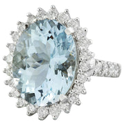 9.46 Carat Aquamarine 14K White Gold Diamond Ring - Fashion Strada