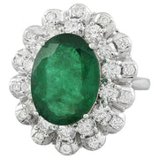 8.20 Carat Emerald 14K White Gold Diamond Ring - Fashion Strada