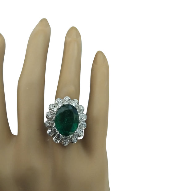 8.20 Carat Emerald 14K White Gold Diamond Ring - Fashion Strada