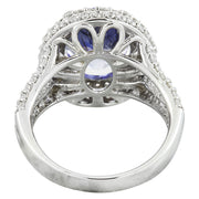 5.50 Carat Tanzanite 14K White Gold Diamond Ring - Fashion Strada