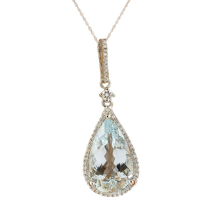 6.57 Carat Aquamarine 14K White Gold Diamond Necklace - Fashion Strada