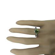 1.50 Carat Peridot 14K White Gold Diamond Ring - Fashion Strada