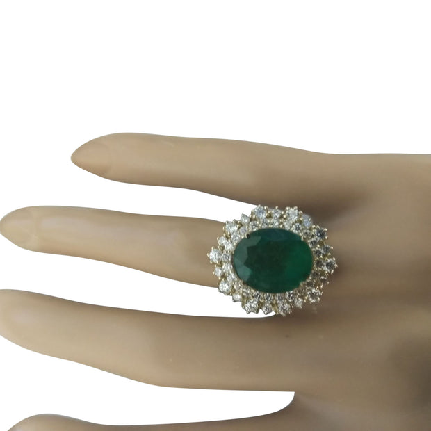 5.93 Carat Emerald 14K Yellow Gold Diamond Ring - Fashion Strada