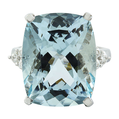 17.16 Carat Aquamarine 14K White Gold Diamond Ring - Fashion Strada